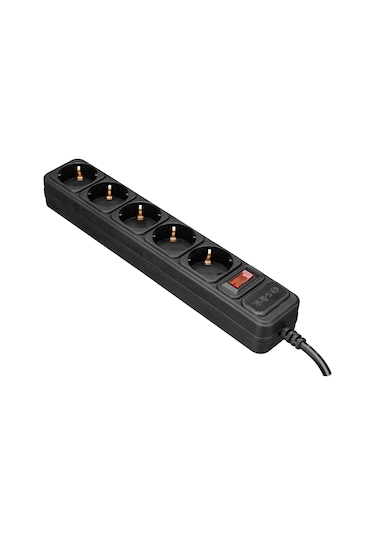 S-Link SPG3-J-5 306J 5'li Akım Korumalı Priz 1.5 M Siyah