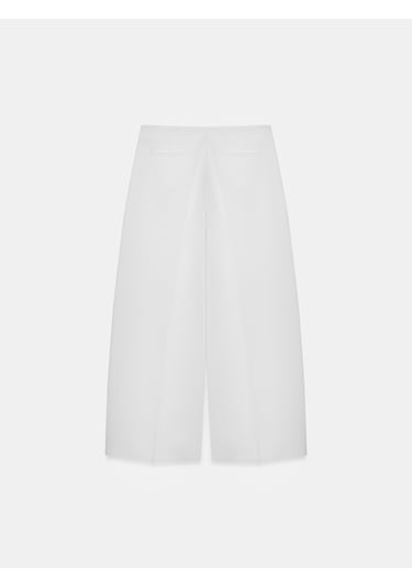 Dilvin 72654 Volanlı Geniş Paça Pantolon-beyaz Beyaz