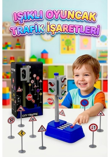 Işıklı Oyuncak Trafik İşaretleri Eğitim Seti