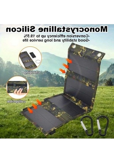 Besthome1 Dream011 1 Adet Taşınabilir Katlanabilir Güneş Paneli Siyah Usb Arayüzü Telefon Tablet Şarj Kampçılık Seyahat Monokr