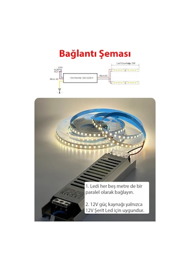 Şemalı 12v 12,5 Amper Ultra Slim Fansız Şerit Led Trafosu/driver