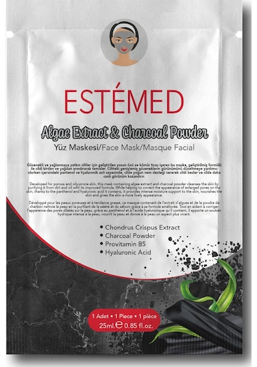 Kömür Özlü Yosunlu Kağıt Yüz Maskesi & Sheet Mask Algae Extract & Charcoal Powder