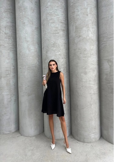 Çan Kısa Elbise Siyah