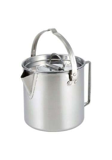 Dışarıda Taşınabilir Çelik Kettle 1.2l: Çay/kahve Kaynatma, Pişirme, Katlanabilir Kollü,野营/野餐 İçin, Gümüş Gümüş Gümüş