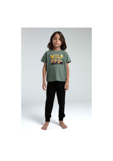 Rolypoly Erkek Çocuk Yeşil Pijama Takımı 5274-47556 Yeşil