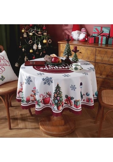 Yuvarlak Yuvarlak Yeni Xıxun Su Örtüsü Noel Masa Kaymaz İki Geçirmez Kw Beyaz - 0.80 X 100 Beyaz