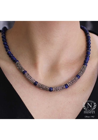 Nusret 925 Ayar Gümüş Lapis Taşlı Kolye