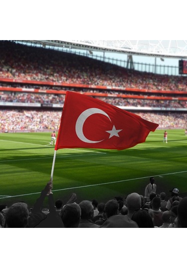 Sopalı Türk Bayrağı 100x150 Yüksek Kalite Çift Tarafllı Fabrikasyon Baskı Alpaka Kumaş