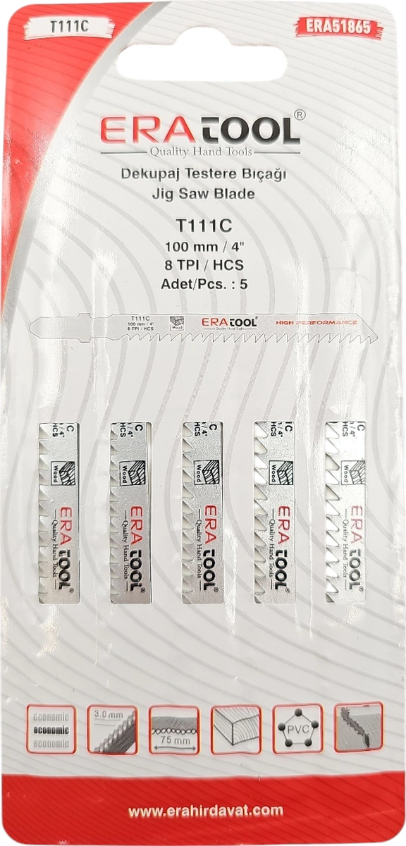 Fixonic Eratool Era51865 T111c Şap Dekupaj Testere Bıçağı 5'li Paket