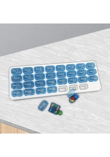 Pazly Suntek Mavi Magideal Kutusu Konteyner İlaç Hap Düzenleyici Dispenser We Mavi