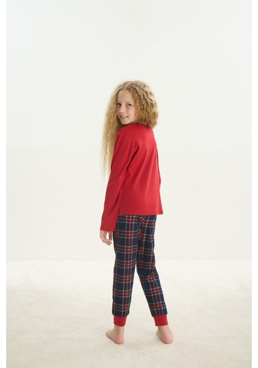 Kız Çocuk Garson Uzun Kol Kırmızı Pijama Takım C4t4n7o8 001