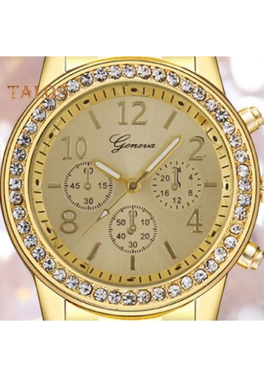 Kadın Kuvars İzle Yuvarlak Kadran Yapay Elmas Üç Gözlü Paslanmaz Alaşım Zaman Kontrolü Yüksek Doğruluk Bayan Kol Saati Günlük Parti Ofis Arkadaşlık Giyim Rose Gold