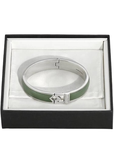 Montblanc M Logo Kil Deri Çelik Bilezik 133125 Yeşil