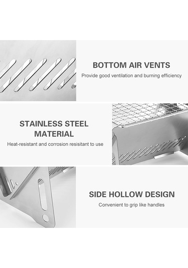 Açık Paslanmaz Çelik Barbekü Izgarası Gümüş