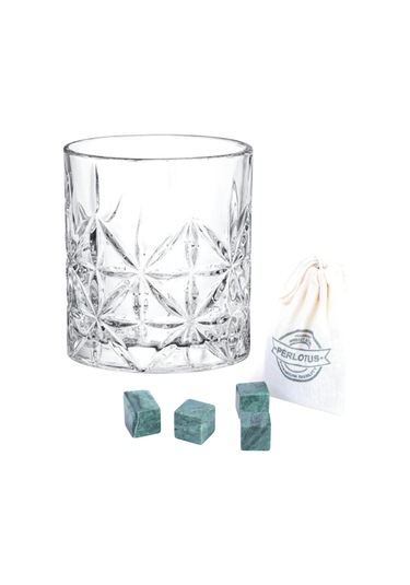 Perlotus 330 Cc Paris Serisi Büyük Kadeh Viski Bardağı Ve 4 Adet Viski Taşı Hediyeli Beyaz