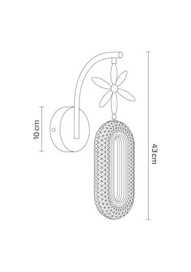 Alfa Tekli Gold Kristal Taşlı Aplik 3 Renk Modu Gold