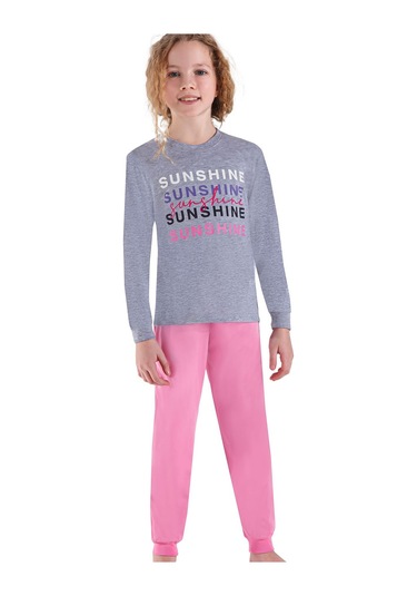 Ersoy 752gu Kız Çocuk Garson Boy Uzun Kollu Pijama Takımı-gri Gri