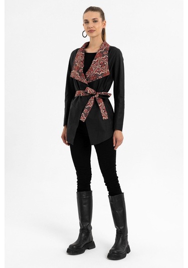 Golia Siyah Çift Taraflı Kadın Hakiki Deri Kaban-siyah Siyah