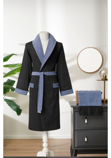 Özdilek Masculine Ethnic İndigo Bornoz Seti Diğer