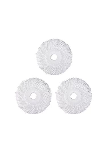 Prestigegoods Srıwen 3 Adet Mikrofiber Yedek Mop Başlığı Beyaz - 360 Döndürme İçin/