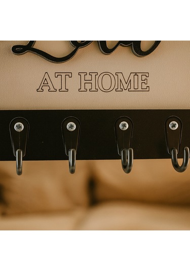 Love Yazılı Ev Şekilli Anahtarlık Askılığı, Anahtar Askılığı Siyah - Beyaz