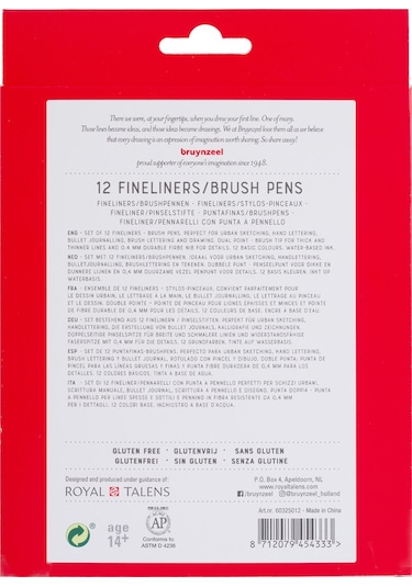Bruynzeel Fineliner-brush 12'li Çift Taraflı Kalem Seti 60325012