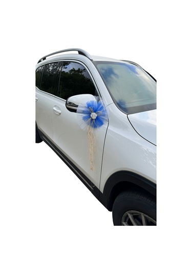 20 Adet Beyaz Mavi Kristal Tül Beyaz Lateks Güllü Konvoy Süsü