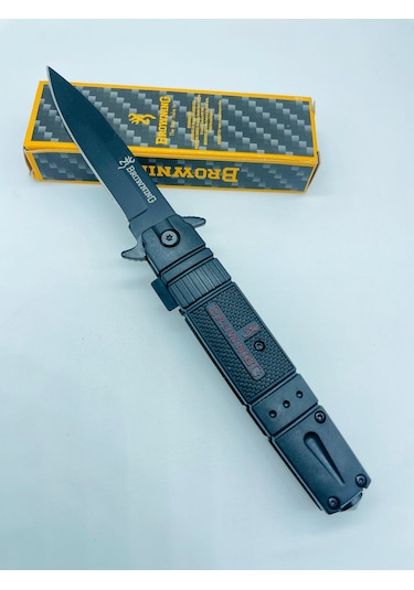 Browning Marka Siyah Yarıotomatik Kamp Çakı //s11 -22cm Siyah