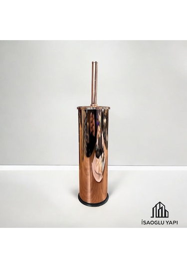 İsaoğlu Yapı Bakır Çöp Kovası Bakır Banyo Fırçası Komple Set Bronz Metal Paslanmaz Vintage Tasarım Bakır
