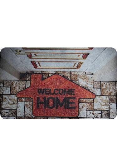 Welcome Home Baskılı Kaliteli Kauçuk Kapı Önü Paspası