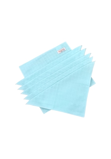 Pamuk Muslin Kumaş Bebek Ağız Mendili Mavi 26x26cm Mavi