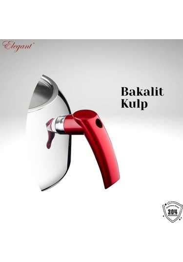 Mirage Aile Boy Bakalit Kulplu Çaydanlık Takımı - Kırmızı Kırmızı