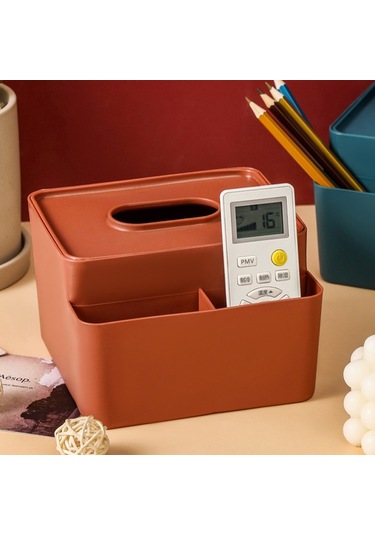 Sones Basit Plastik Çok Amaçlı Mendil Kutusu Ev Ofis Masası Depolama Çekmecesi Tepsisi Sarı