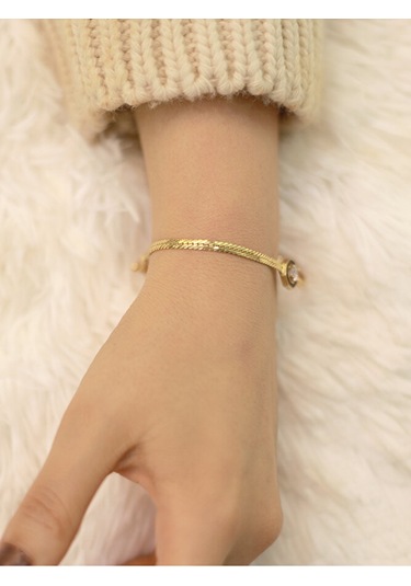 14 Ayar Altın Balık Sırtı Siyah Baget Bileklik Altın