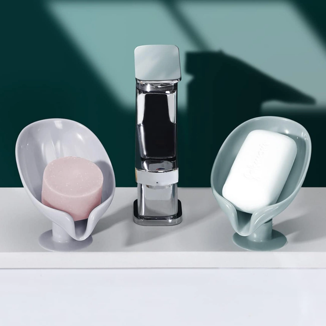 Yeşil Ve Gri Vantuzlu Su Giderli Sabunluk Şık Tasarımlı Su Tutmaz Katı Sabunluk Diğer