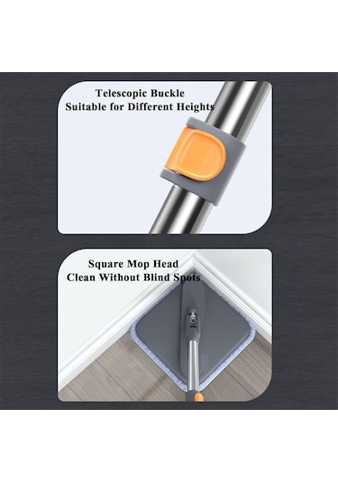 Sones Kare Döndürmeli Paspas Ve Kova 2 Paspas Pedi Ayrı Temiz Ve Kirli Su Seti Gri