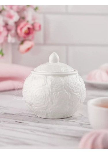 Get&joy Seramik Şekerlik Güller 300 Ml 211692842 Beyaz