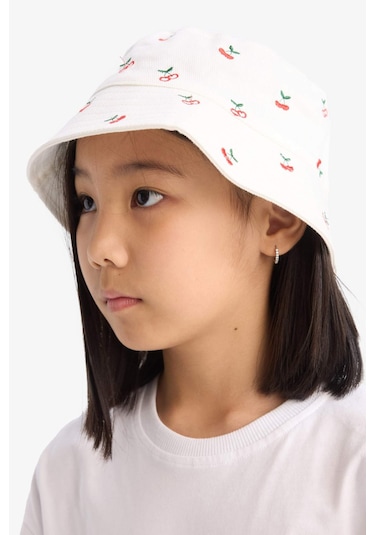 DeFacto Kız Çocuk Desenli Pamuklu Bucket Şapka D8414A825SMWT1