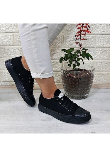 Fiyra 554 Siyah-siyah Kısa Unisex Sneaker Keten Spor Ayakkabı 001