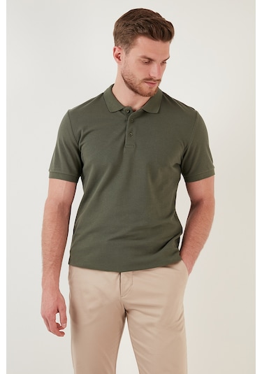 Buratti Pamuklu Regular Fit Düğmeli Erkek Polo Yaka T Shirt 5902127 Haki
