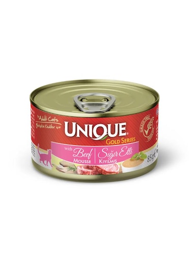 Unique Gold Mousse Kıyılmış Beef Sığır Etli Yetişkin Kedi Konservesi 6 x 85 G