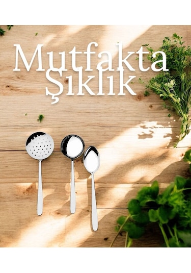 Nehir Sultan Servis Kaşık Kepçe Kevgir Seti Takımı - 3 Lü Servis Seti