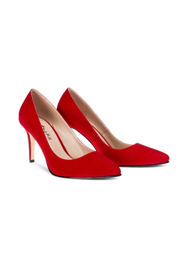 Deery Kırmızı Süet Kadın Stiletto Kırmızı