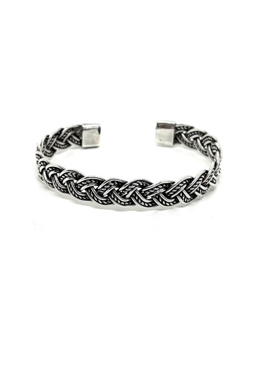 Oya Silver Oksitli Orta Örgü Gümüş Bilezik 743757112