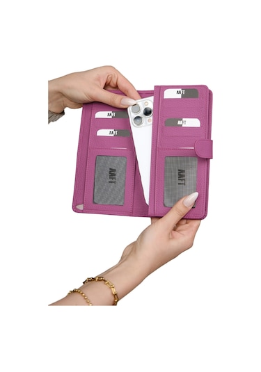 Mft Leather Hakiki Deri Unisex Cüzdan Twist 2323 Flother Mat Pembe
