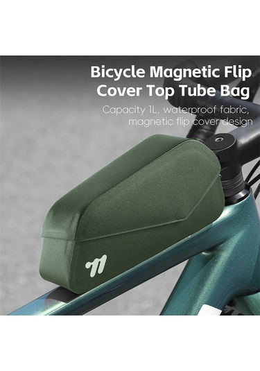 Jeemson Manyetik Kapaklı Su Geçirmez Bisiklet Çantası - 1l Kapasiteli, 600d Tpu, Rüzgar Direncini Azaltan Tasarım, Kolay Kurulum Yeşil