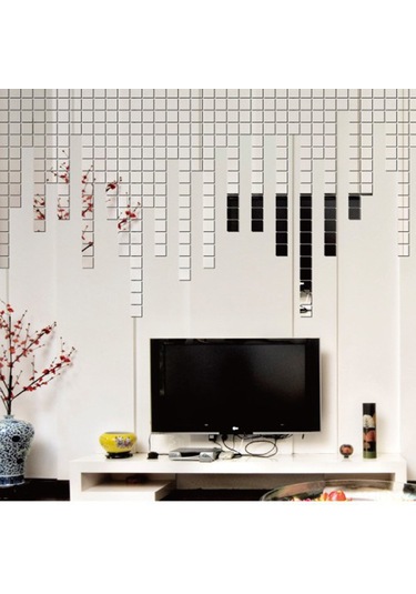 Jeehugo Dıy Akrilik Küresel Yansımalı Duvar Sticker Seti - Gümüş Renkli Dekoratif Mosaik Desenleri İçin 100 Adet Gümüş