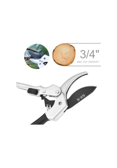 Aubyhe Bahçe Budama Makası, 20 Mm Maksimum Kesim Kapasitesi, Sk5 Çelik Bıçaklı, Ergonomik Kumaş Saplı, Siyah