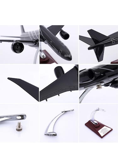 Zekupp - Maket Uçak - Boeing 777-300 1/200 - SİYAH ÖZEL TASARIM Model Uçak