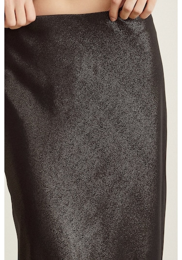 Never More Varaklı Verev Kadın Etek Çok Renkli Siyah